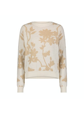 Minnie Rose Cotton Cashmere 3/4 Sleeve Reversible Floral Crew