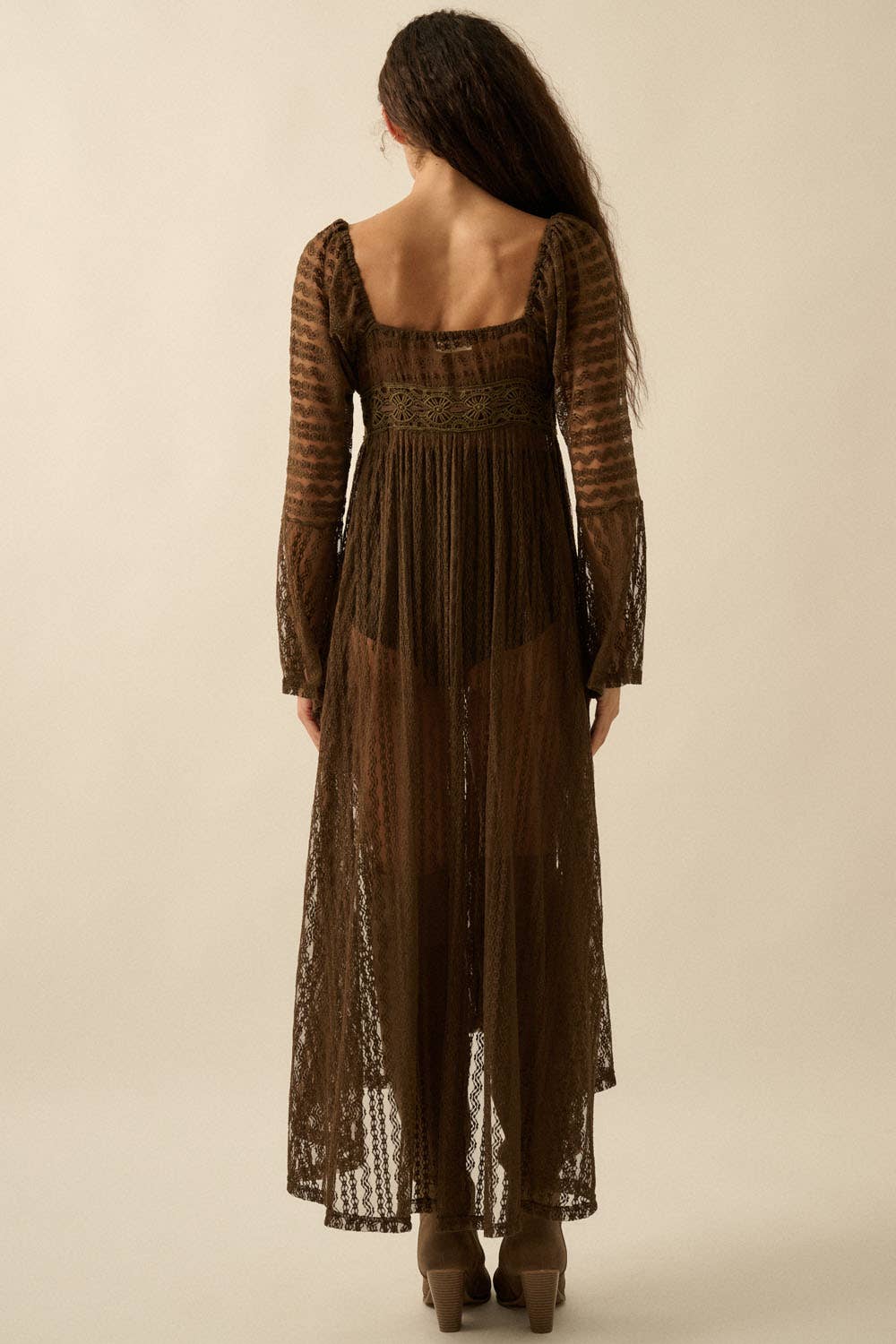 Striped Lace Midi Dress