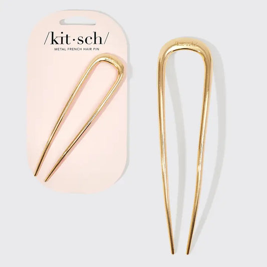 Kitsch Metal French Hair Pin - Gold