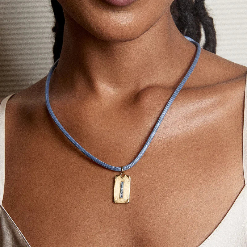 Hart Carpe Diem Charm on Slate Blue Cord Necklace