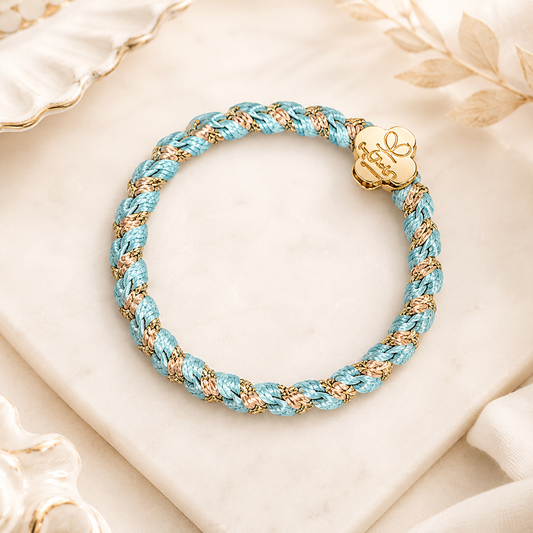 By Eloise Woven Gold Quatrefoil  - Peppermint
