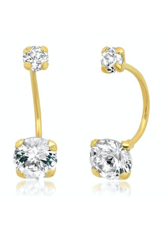 Tai 14k Gold Earring Jacket with White Topaz Accents