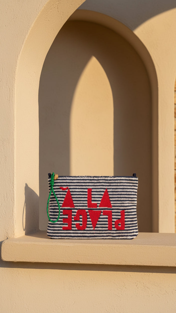 Clare V. A La Plage Terry Cloth Flat Clutch