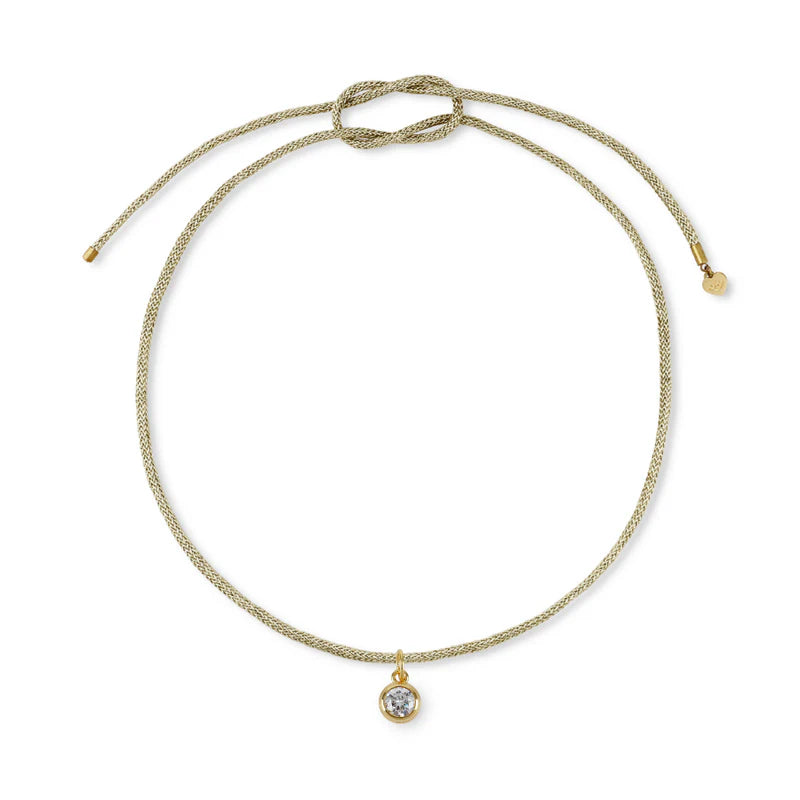 Hart Bezel Charm on Gold Lurex Cord Necklace