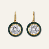 Hart Green Enamel Bezel Earrings