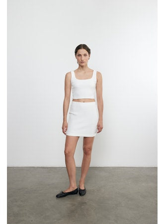 Enza Costa Jaquard Mini Skirt - Off White