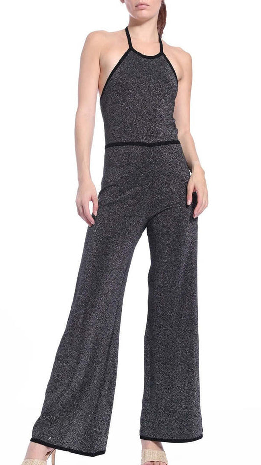 Minnie Rose Lurex Halter Jumpsuit