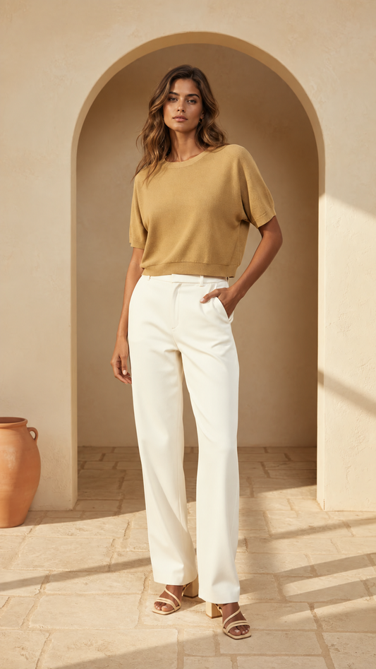 Milio Milano Light Knit Top - Camel
