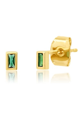 Tai Tiny Emerald Cut Bezel Stud