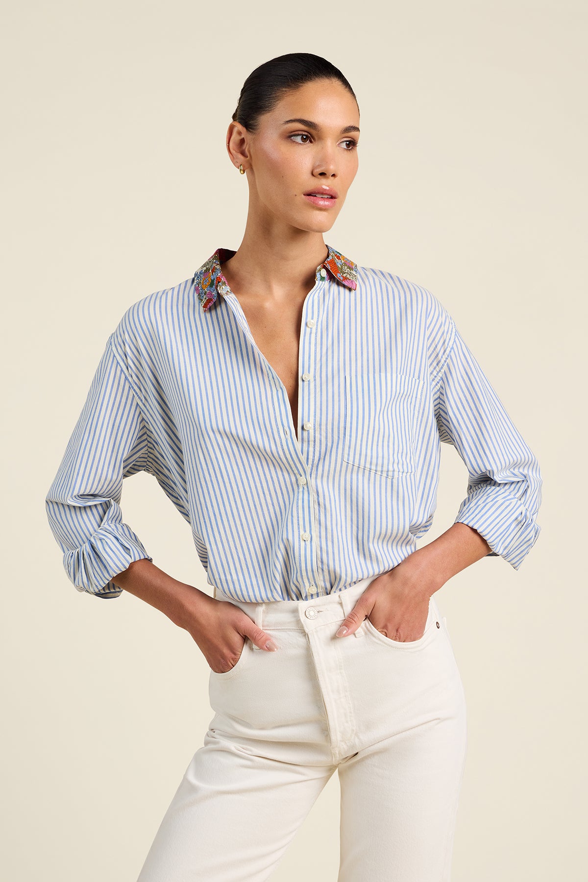 Trovata Birds of Paradis Blake Oversized Shirt - Seaside Stripe