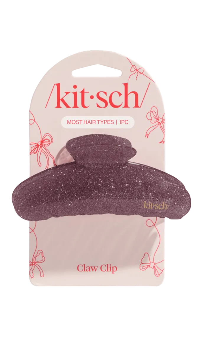 Kitsch Holiday Pink Glitter Claw Clip