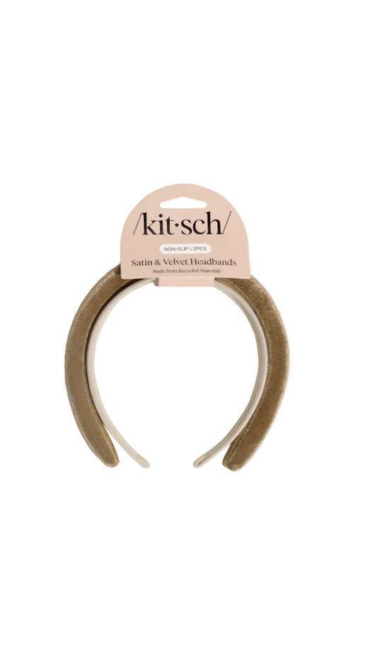 Kitsch Cream & Camel Satin & Velvet Headbands