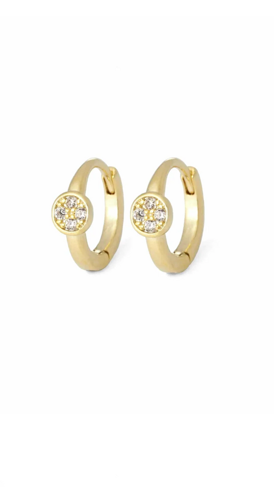 Tai Mini Huggies w/ CZ Disc Accent - Gold