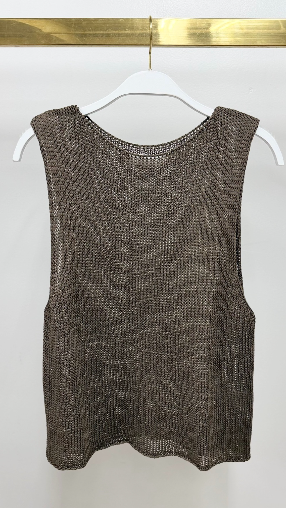 Milio Milano Crochet Knit Sleeveless Top - Chocolate