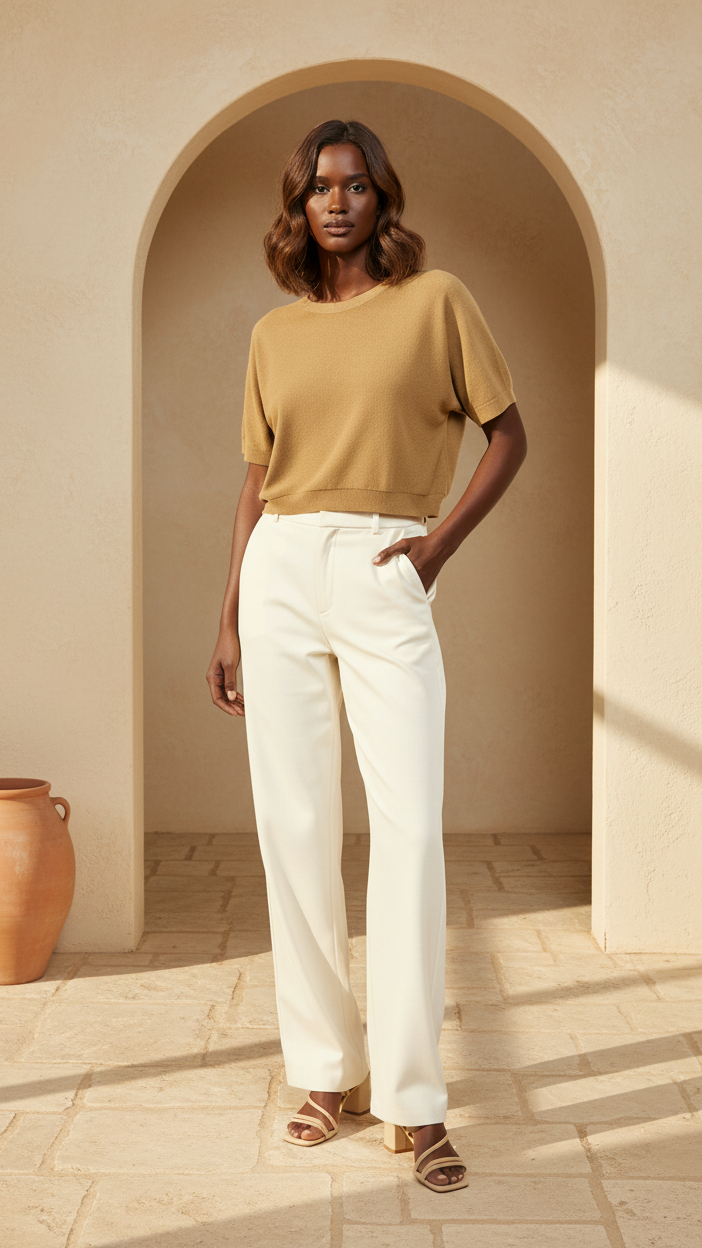 Milio Milano Light Knit Top - Camel