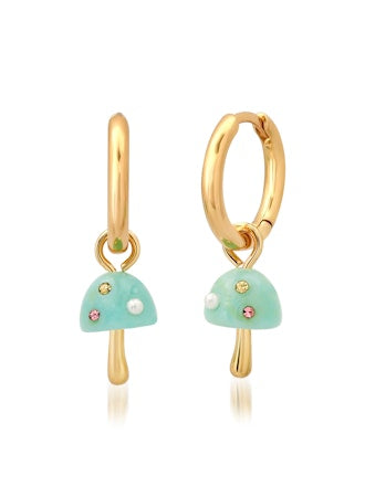 Huggies with Resin Sky Blue Mushroom Charm