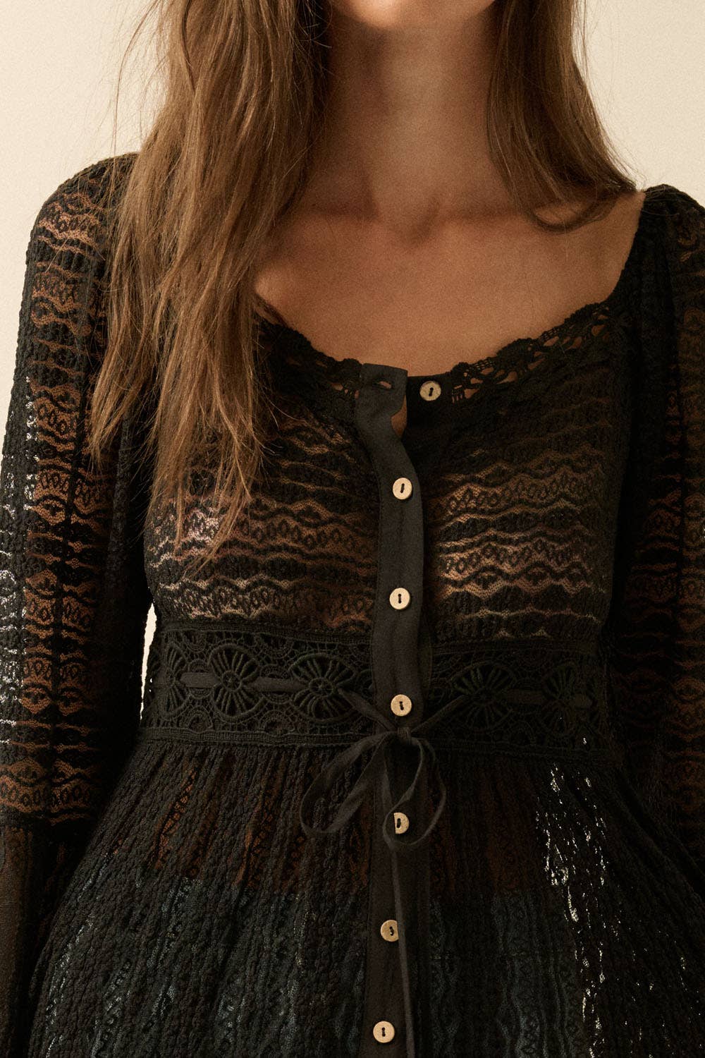 Striped Lace Midi Dress