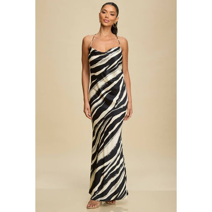 Dotted Stripe Chain Slip Dress