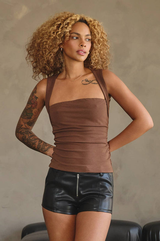 Ruched Square-Neck Tank