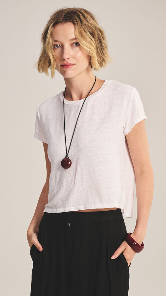 Velvet Casey Linen Tee - White