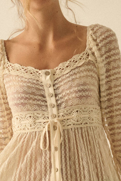 Striped Lace Midi Dress
