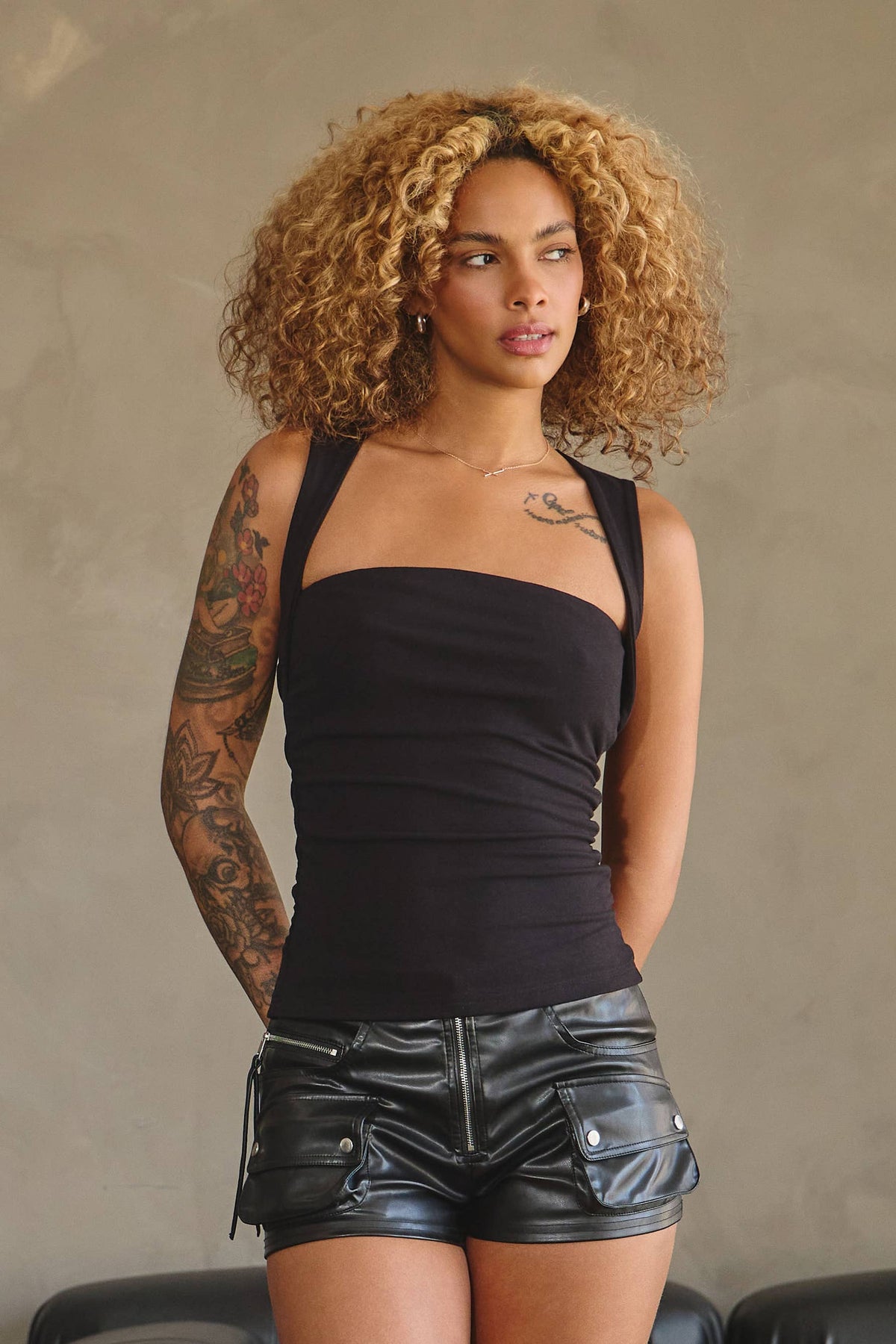 Ruched Square-Neck Tank