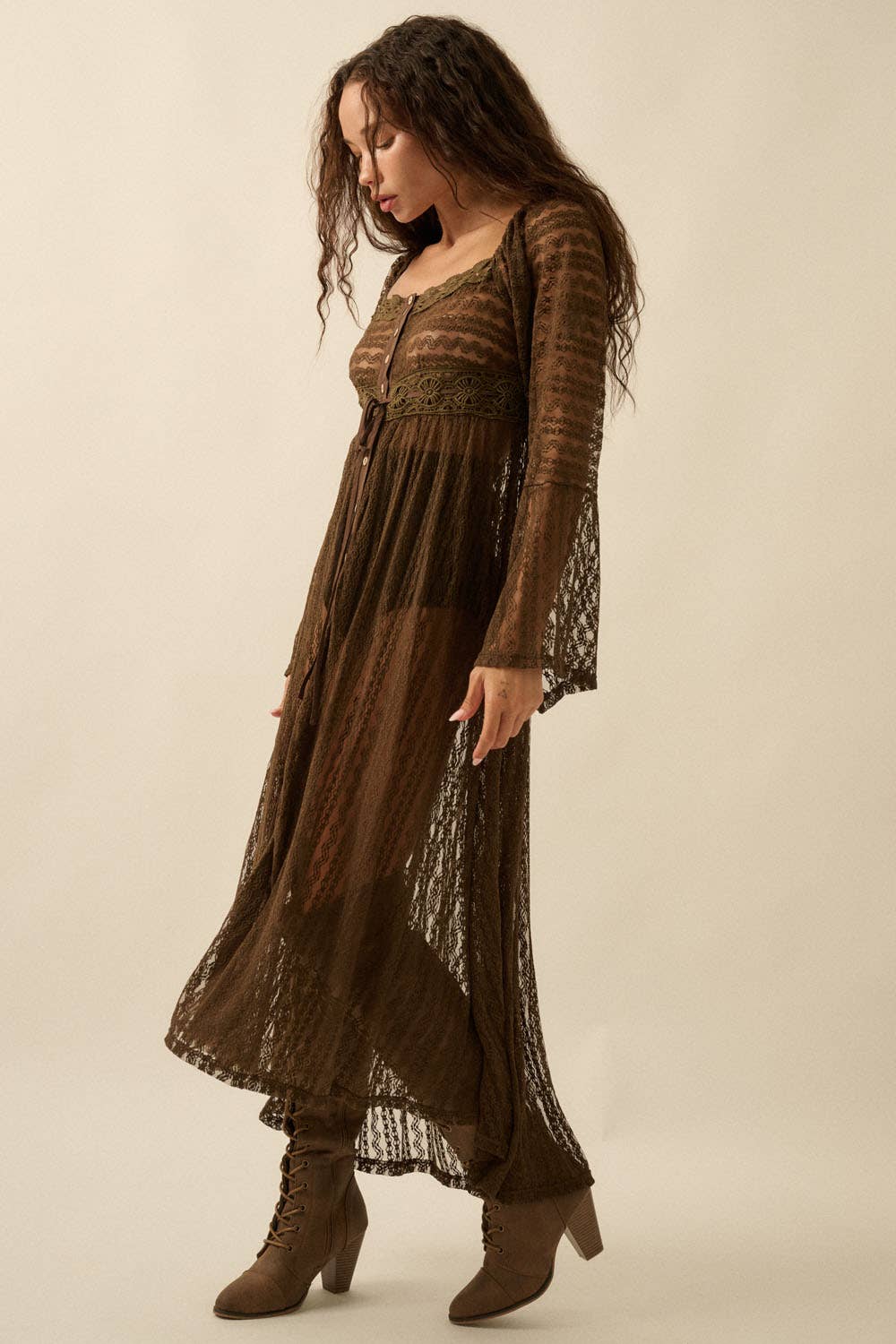 Striped Lace Midi Dress