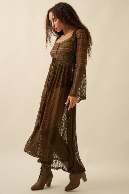 Striped Lace Midi Dress
