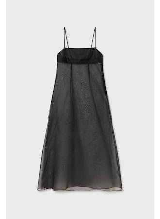 Silk Laundry Organza A-Line Dress - Black