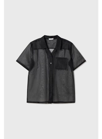 Silk Laundry Organza Camp Shirt - Black