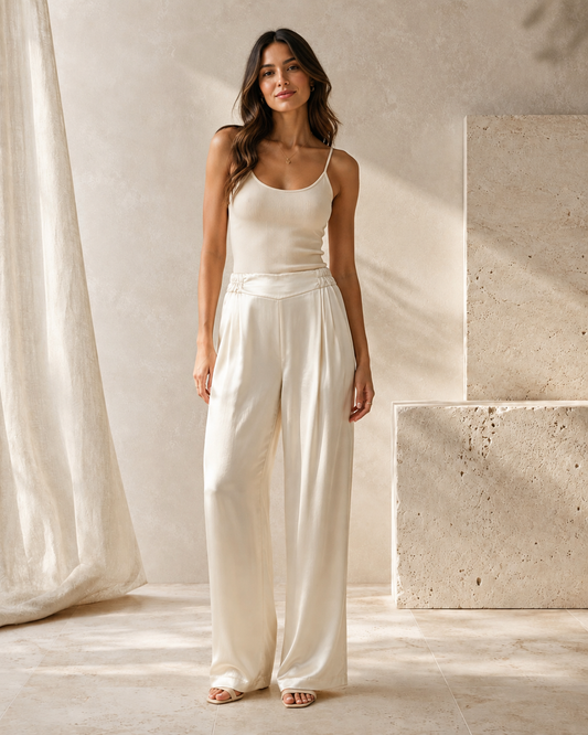 Milio Milano Silky Straight Leg Pants - Butter