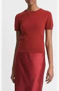 Vince Cashmere Blend Tee - Ruby