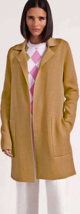 Minnie Rose Cotton Cashmere Collar Sweater Coat - Camel