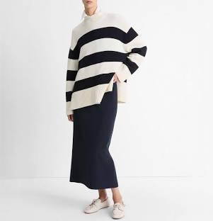 Vince Oversized Striped Roll Neck Sweater